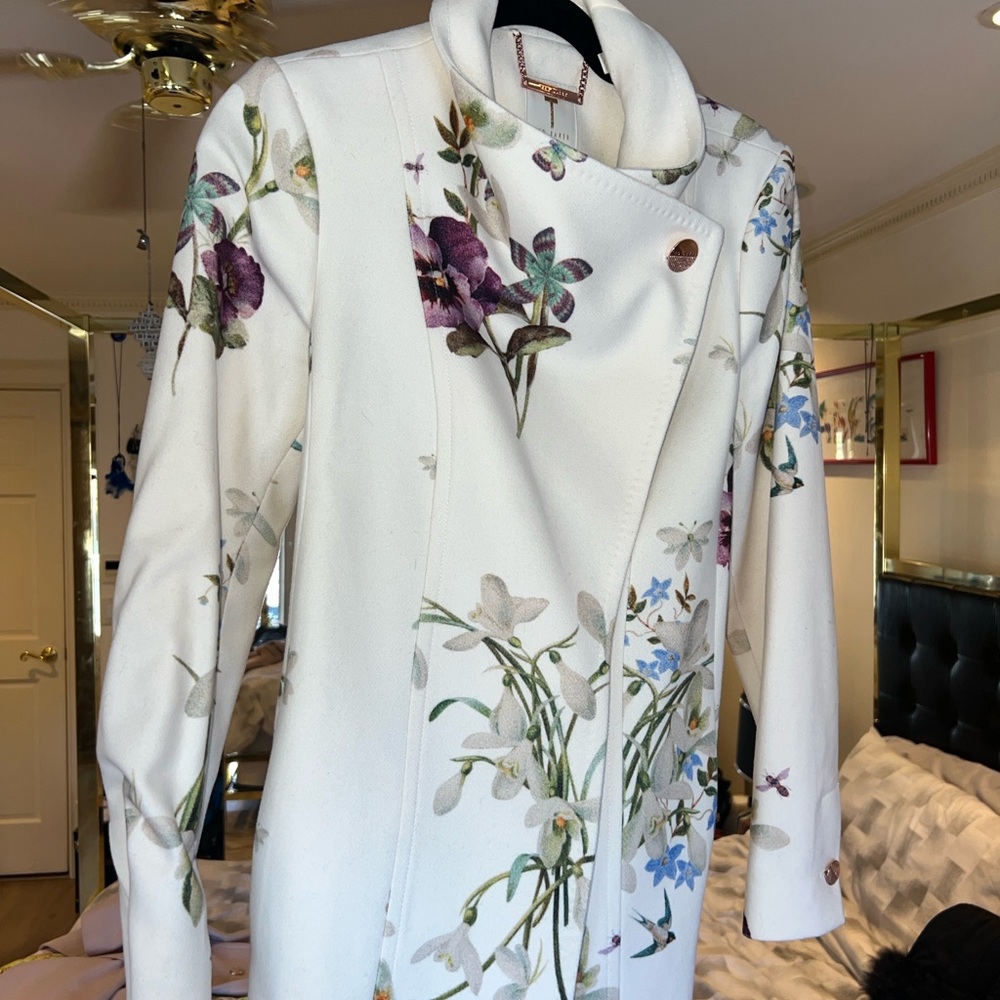 Ted Baker White Floral Trench Coat